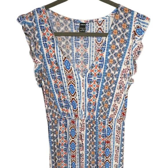 NWOT - SHEIN Allover Print Summer Flutter Sleeve Thigh Slit Maxi Dress - Picture 5 of 7